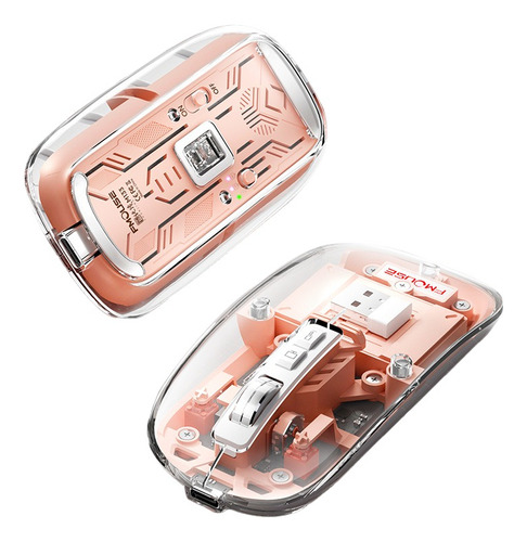 Mouse Bluetooth Silencioso E Recarregável Estilo Cyberpunk Cor M133 Jovem Rosa