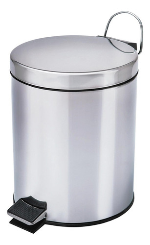 Lixeira Inox 5l Cozinha Escritorio Cesto Balde C/pedal Casa Cor Prata