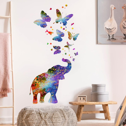 Calcomanías Creativas De Pared De Elefante Colorido Calcoman