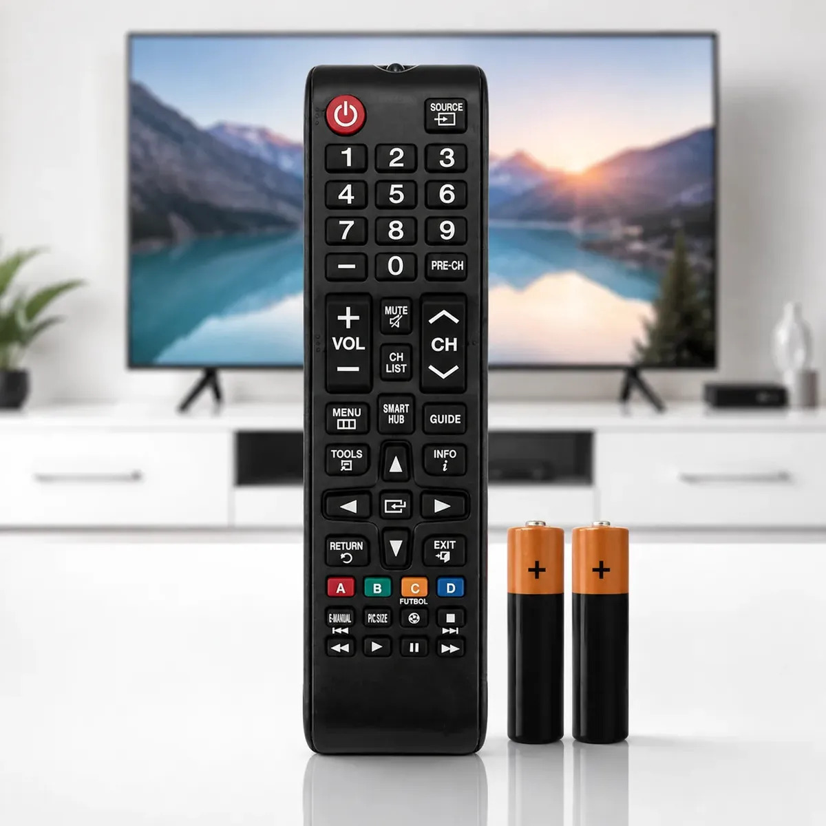 Controle Remoto Para Tv Samsung Smart Hub + 2 Pilhas Audiogeek