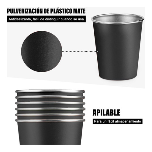 Taza Apilable De Acero Inoxidable De 500 Ml (6 Unidades),