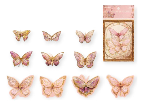 Pack De 20 Stickers Mariposas Láser Holográficas Scrapbook