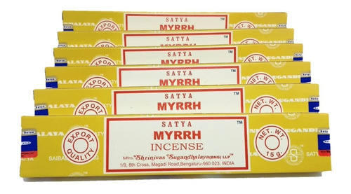 Incenso Satya Massala Myrrh Mirra Cx.6un.15g + Incensário