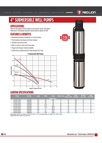 Bomba Sumergible Para Pozos Profundos Red Lion Rl12g05-2w2v