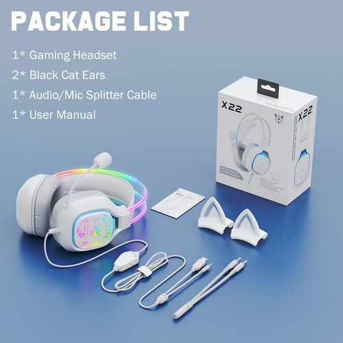 Onitoon Cat Ears Auriculares De Juegos Con Micrófono De Canc