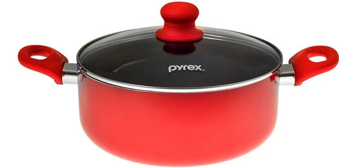 Cacerola Pyrex Fuego Aluminio Tapa De Vidrio 24 Cm Kuchen