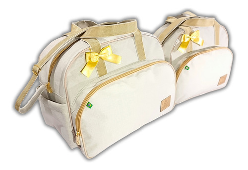 Kit Bolsa Maternidade Bebe Menina Menino Com Trocador - 3pçs Cor Gelo Desenho do tecido Listras