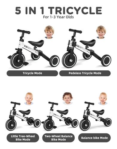Bicicleta 5 En 1 Triciclo Para Niños 1 A 3 Años Ajustable