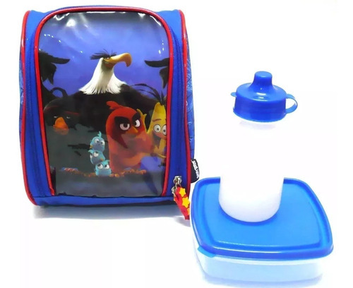 Merendeira Lancheira Escolar Infantil Cor: Angry Birds Azul