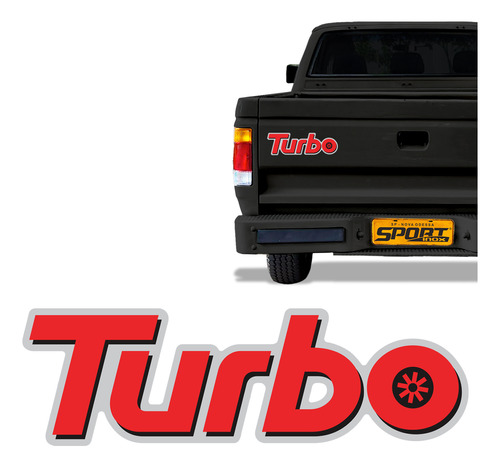 Emblema Turbo D20 Adesivo Vermelho Traseira Modelo Original