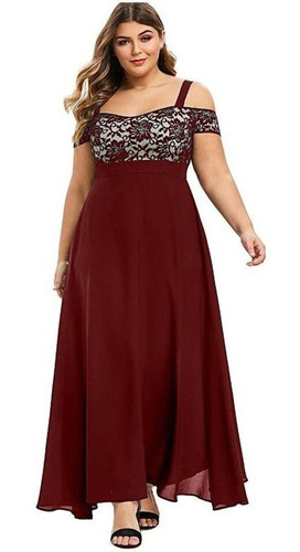 Vestido Maxi Camis De Encaje Floral Para Mujer, Tallas Grand