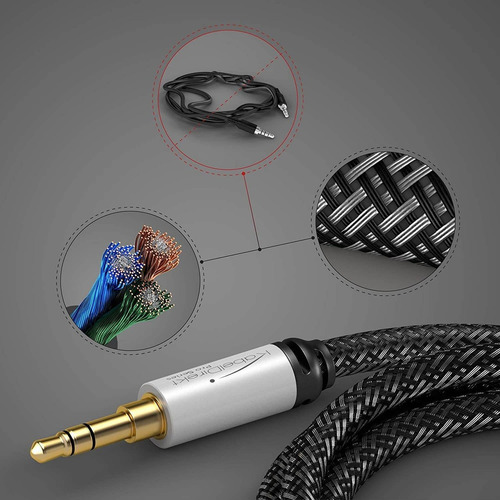 Imagen 4 de 6 de Cable Estéreo Y Cable De Audio De 3,5 Mm De Nylon (4 Pies)