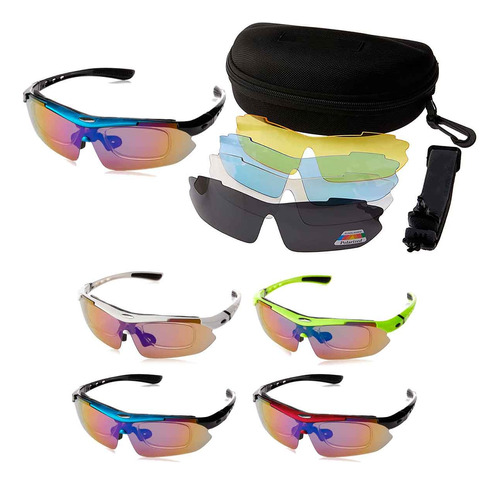 Kit Óculos Ciclismo Bike 5 Lentes Polarizado Suporte Grau