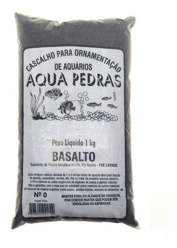 Grava (basalto) negra n.º 0, 1 kg, para acuarios ornamentales