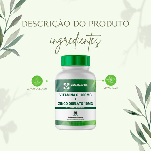 Vitamina C 1000mg Com Zinco Quelato 10mg 120 Cápsulas