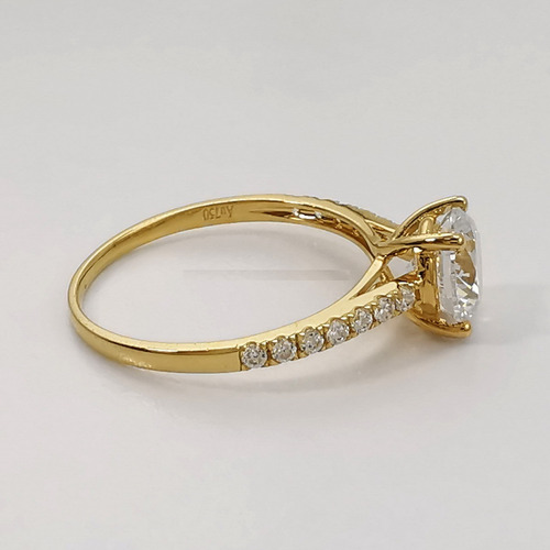 Imagen 2 de 4 de Oferta! Anillo Oro Sólido 18k Solitario Con Diamantes