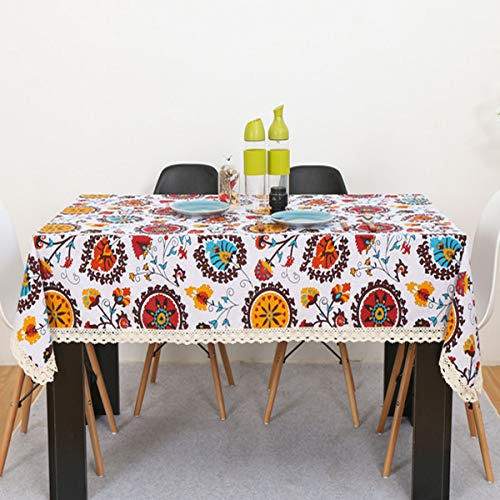 Mantel Vintage Rectangular De Lino Lavable Para Mesa