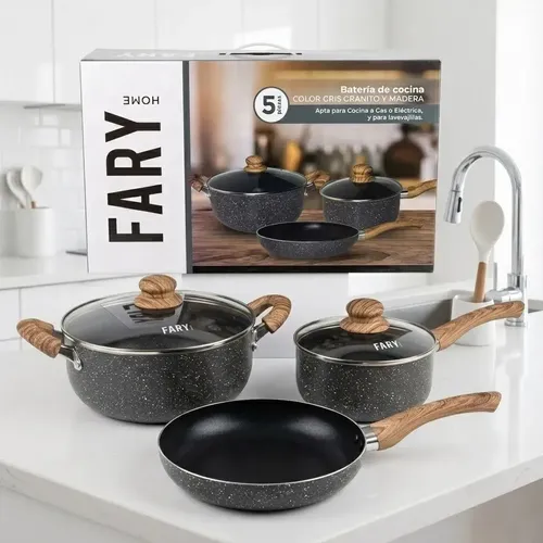 Set Ollas Fary Home 5 Piezas Antiadherentes Granito