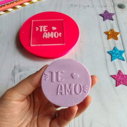 Stamp Estampa Te Amo Acrilico Sello Fondant Porcelana