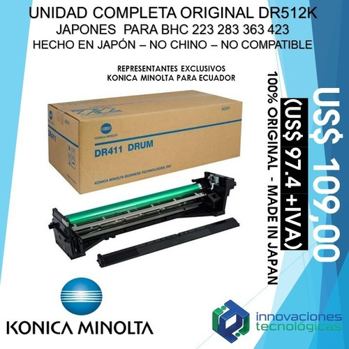 Unidad Imagen Cilindro Drum Konica Dr411 Bh 283 363 423