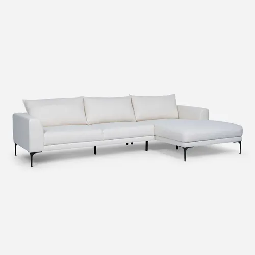 Sofá Seccional Rosen Barnes Derecho Tela Blanco