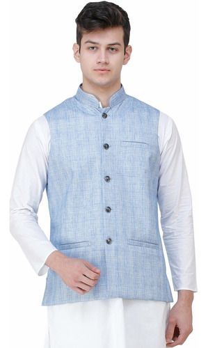 Chaqueta Exotic India Nehru Doble Cheque Bolsillo