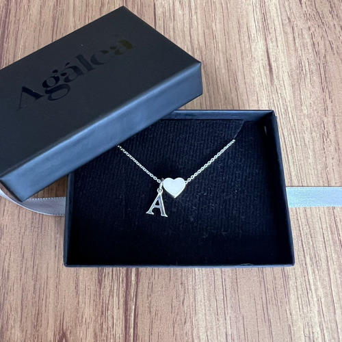 Imagen 8 de 10 de Collar De Plata .925 Corazón Y Dije Letras Iniciales Agalea
