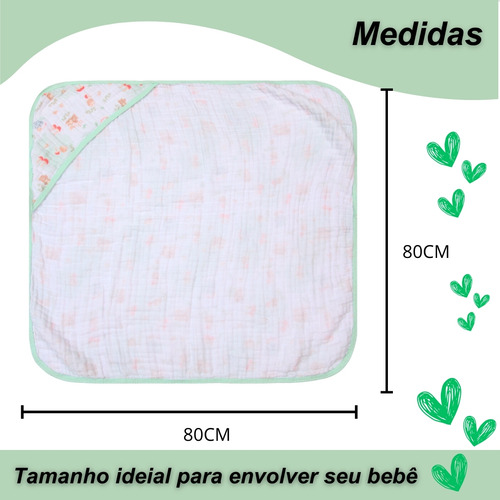 Toalha De Banho Infantil Bebê Soft Capuz Fralda Algodão
