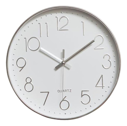 Reloj De Pared Jomparis, Abs, Diámetro 30cm, Blanco/plateado