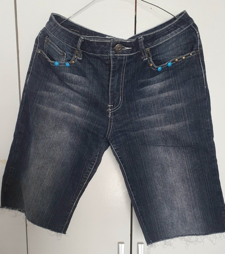 Bermuda De Jeans Con Piedritas Divina Talle M/g