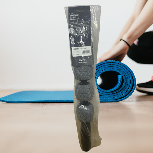 Barra Stick Masajeadora Proyec Funcional Pilates Yoga Gris Oscuro