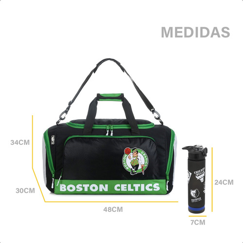 Combo Nba Bolso + Botella Boston Celtics Basket Deportiva
