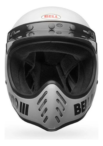 Casco Moto Bell Moto-3 Integral Sin Visor Fibra De Vidrio Blanco Classic Gloss White Xl