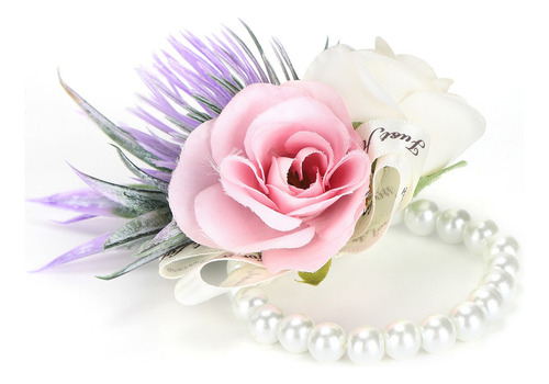 Ramillete Muñeca Flor Novia Dama De Honor Perla Artificial