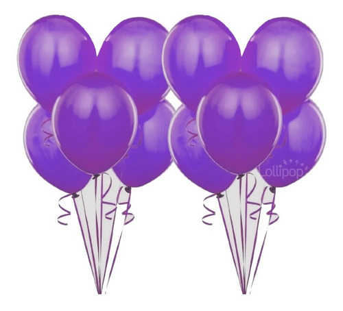 Imagen 1 de 1 de Globos Violetas Perlados  X 10 U - Lollipop