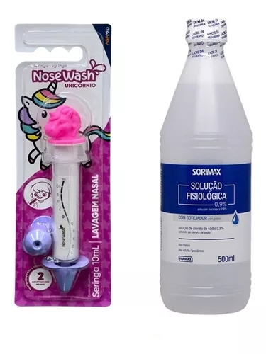 Kit Seringa Lavagem Nasal Infantil + Soro Nosewash Unicórnio