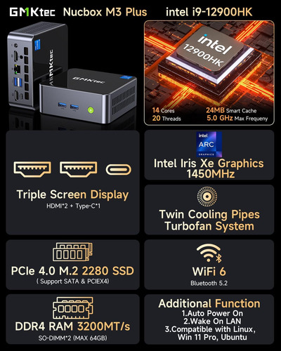 Gmktec M3 Más Mini Pc Con Intel Core I9 5.0 Ghz), 32gb Ddr4