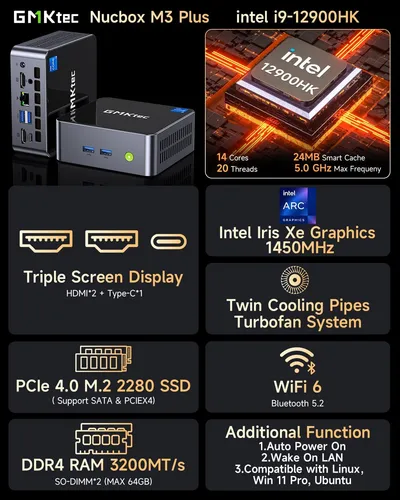 Gmktec M3 Más Mini Pc Con Intel Core I9 5.0 Ghz), 32gb Ddr4