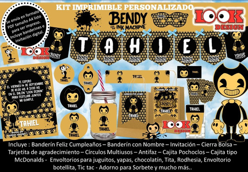 Kit Imprimible Candy Bendy And The Ink Machine Personalizado