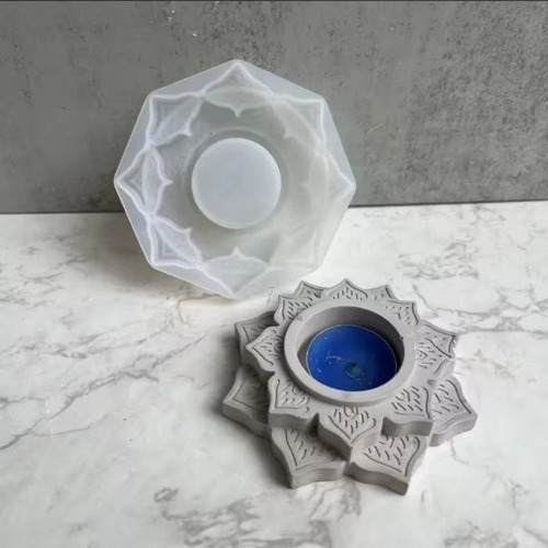 Molde Silicona Porta Vela Mandala Ideal Resina, Yeso Bm2458 Blanco