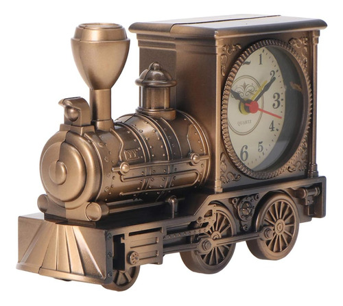 Favomoto Bronce Retro Tren Reloj Modelo Tren Locomotora Relo