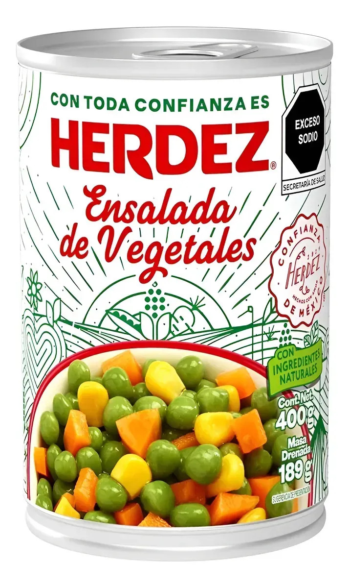 Ensalada De Vegetales Calidad Y Frescura Lata De 400g Herdez