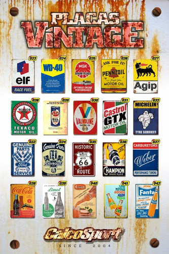 Placas Retro Antiguas Vintage Varios Diseños
