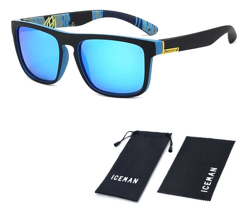 Óculos De Sol Masculino Polarizado Surfista Uv400 Iceman 765 Cor Azul Desenho Abstrato