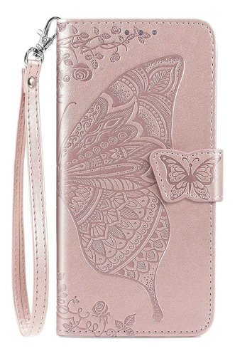 Funda Rosa Tipo Billetera Para Galaxy A32 Diseno Mariposa