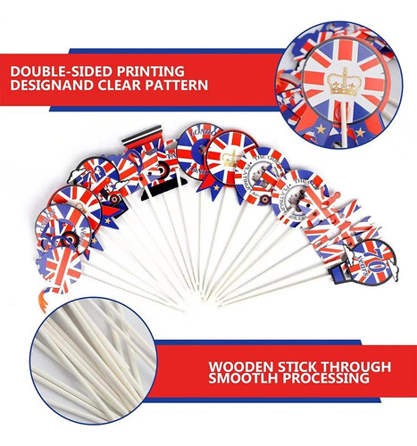 .s Union Jack Británico Cupcake Toppers Decoración De