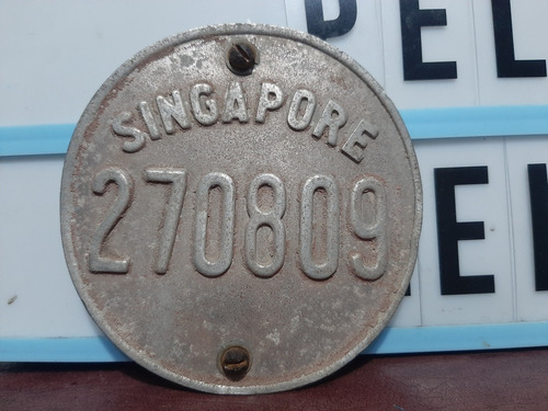 Placa Antigua Para Bicicleta Singapure Original 