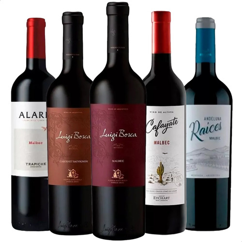 Combo 5 Vinos Premium Luigi Bosca Trapiche Andeluna Cafayate