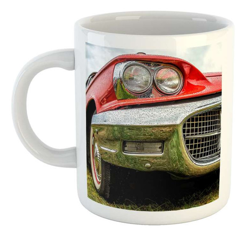 Taza Ceramica Auto Antiguo Rojo Visto De Frente Unico