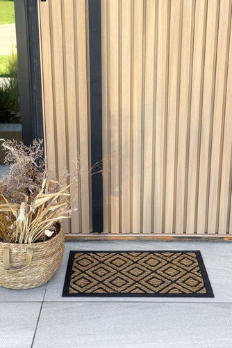 Felpudo De Coco Goma Mixto Premium 60x40 Entrada Puerta Deco 60 Cm 40 Cm Rombos Natural